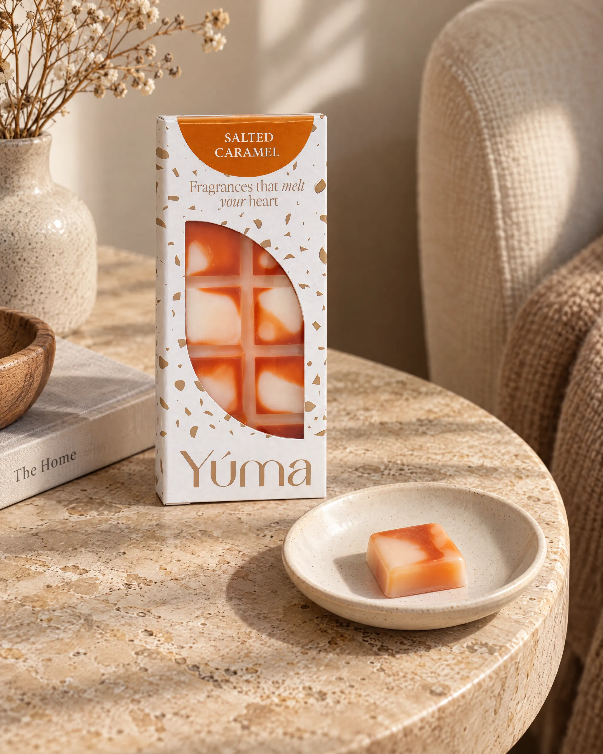 Salted Caramel Snap Bar της Yúma σε οικιακό περιβάλλον.