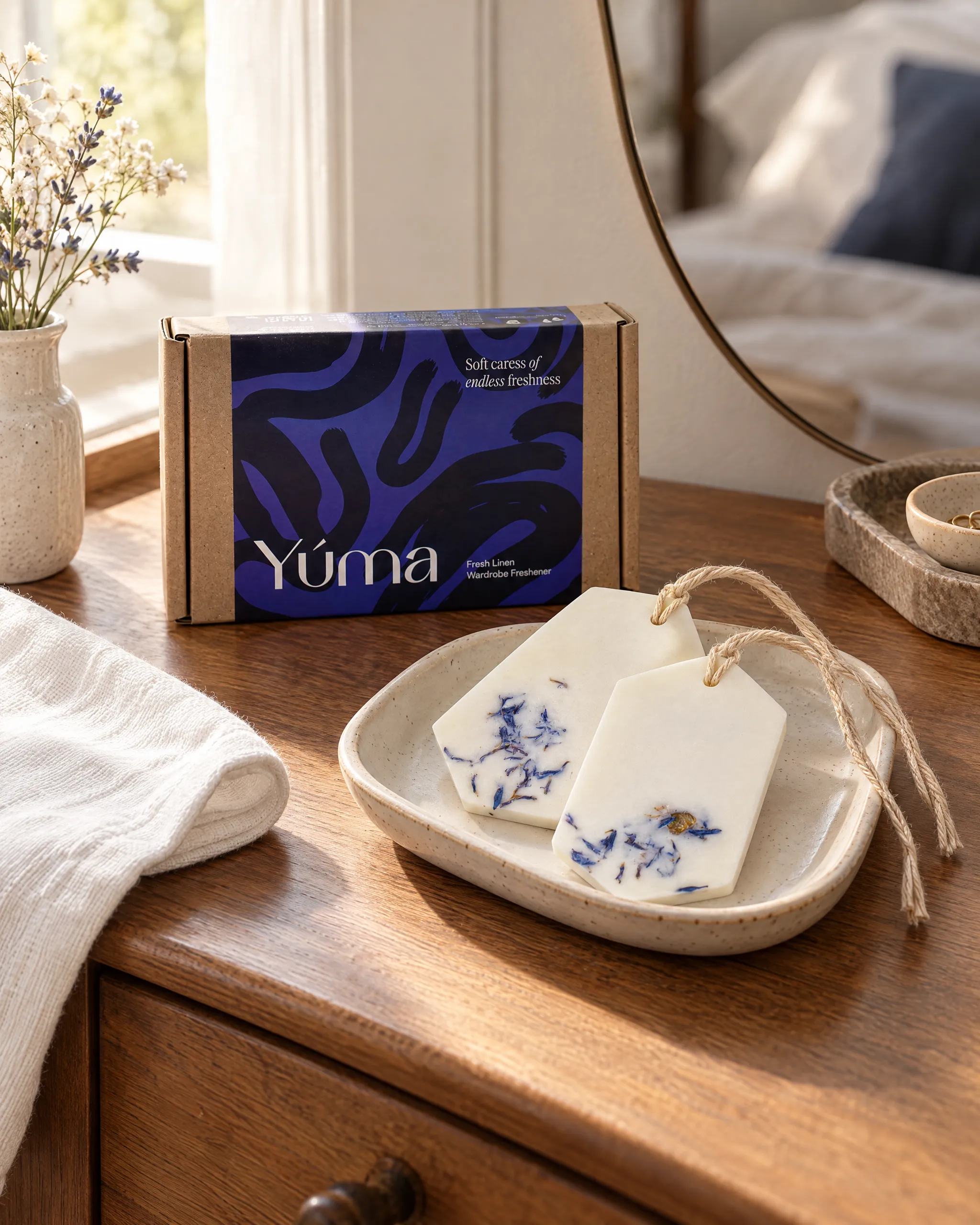 Fresh Linen Wax Tablets - Set of 2 της Yúma σε οικιακό περιβάλλον.