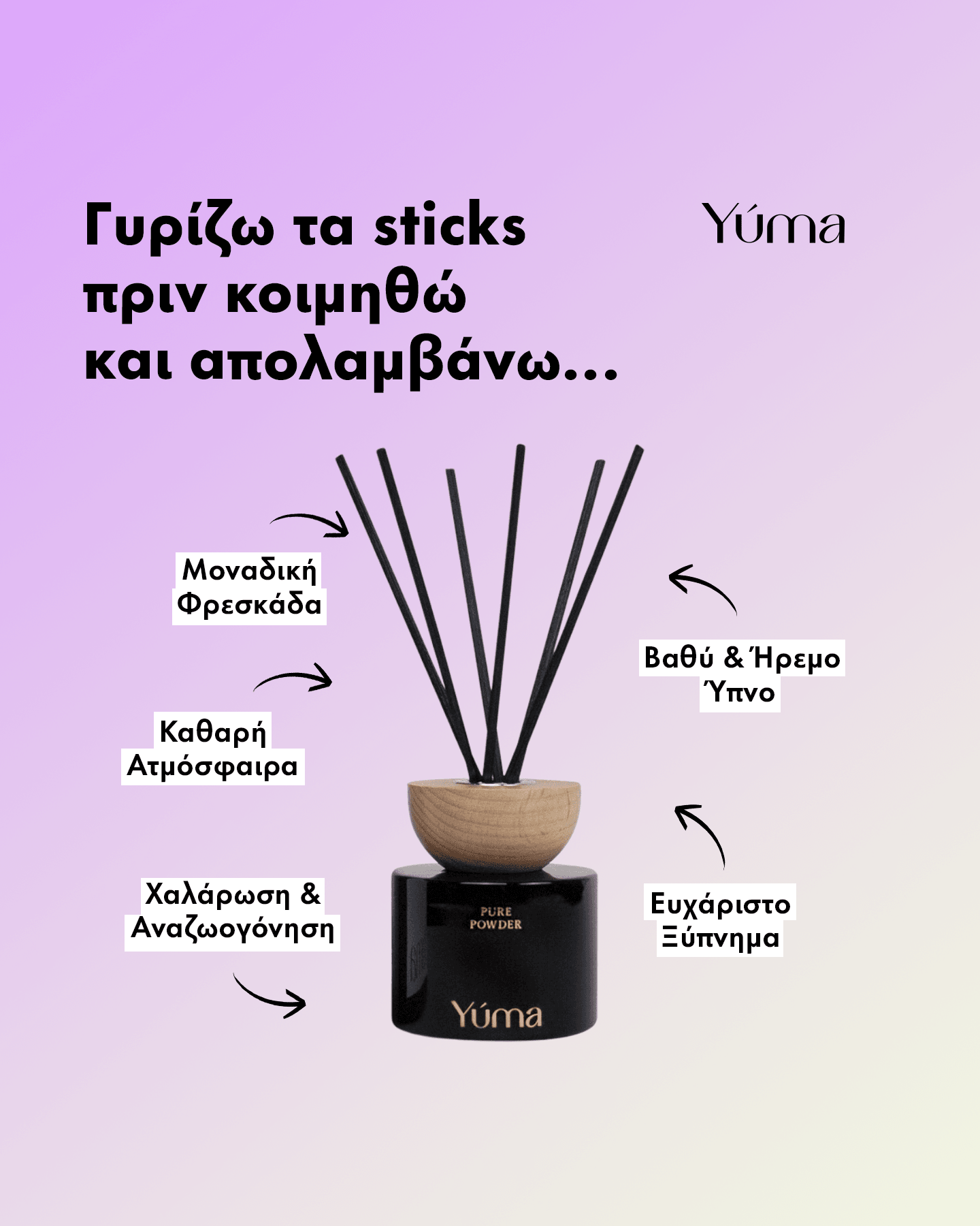 Αρωματικό Χώρου - Pure Powder - Reed Diffuser - Απαλό Άρωμα Πούδρας