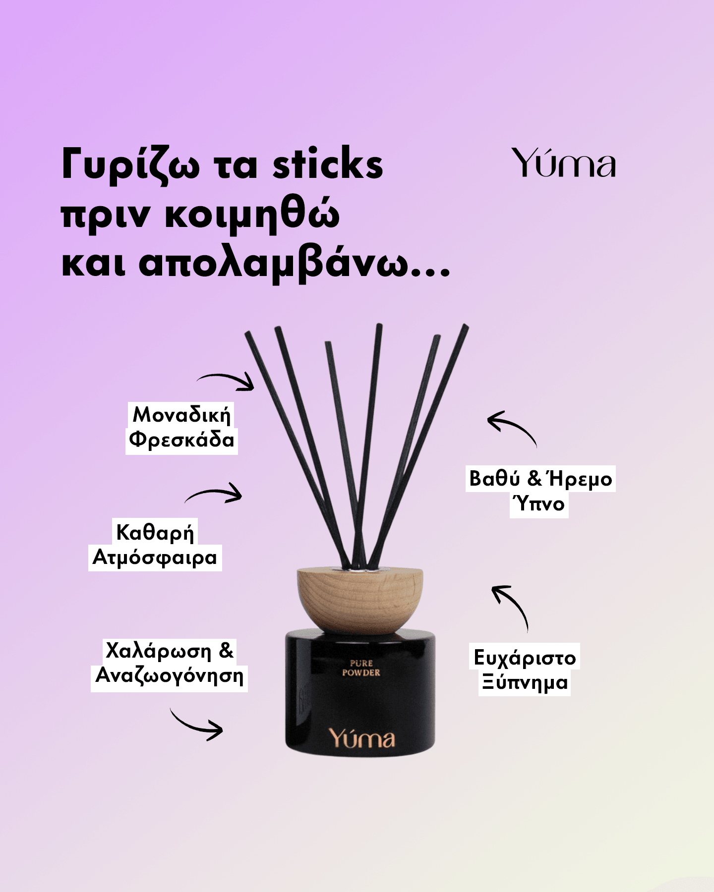 Αρωματικό Χώρου - Pure Powder - Reed Diffuser - Απαλό Άρωμα Πούδρας