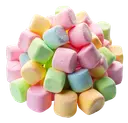 Candy Σωρός από πολύχρωμα marshmallows σε παστέλ αποχρώσεις του ροζ, κίτρινου, πράσινου και μπλε σε λευκό φόντο.
